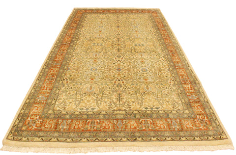 handmade Transitional Tabriz Beige Rust Hand Knotted RECTANGLE 100% WOOL area rug 4 x 6