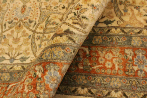handmade Transitional Tabriz Beige Rust Hand Knotted RECTANGLE 100% WOOL area rug 4 x 6