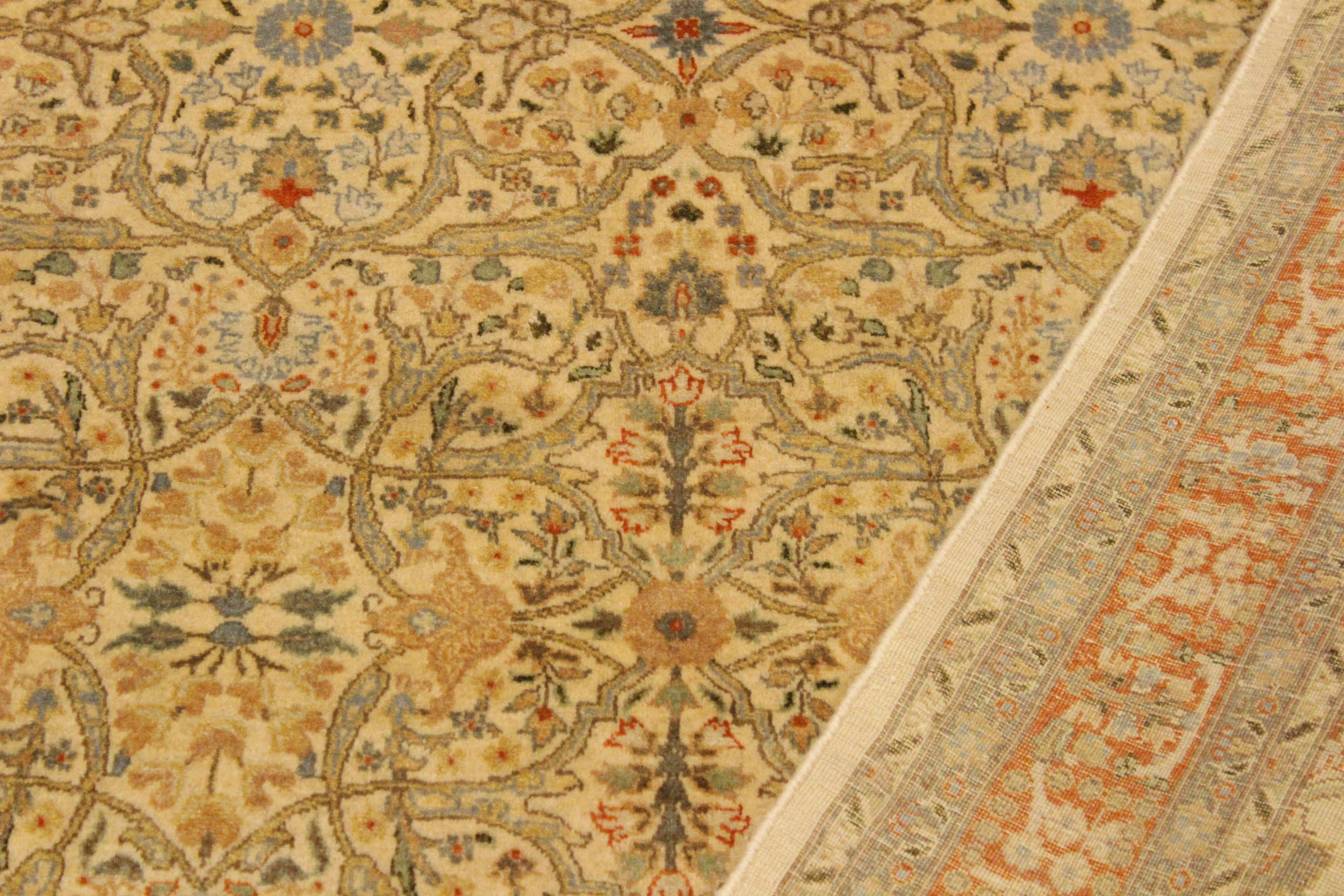 handmade Transitional Tabriz Beige Rust Hand Knotted RECTANGLE 100% WOOL area rug 4x6