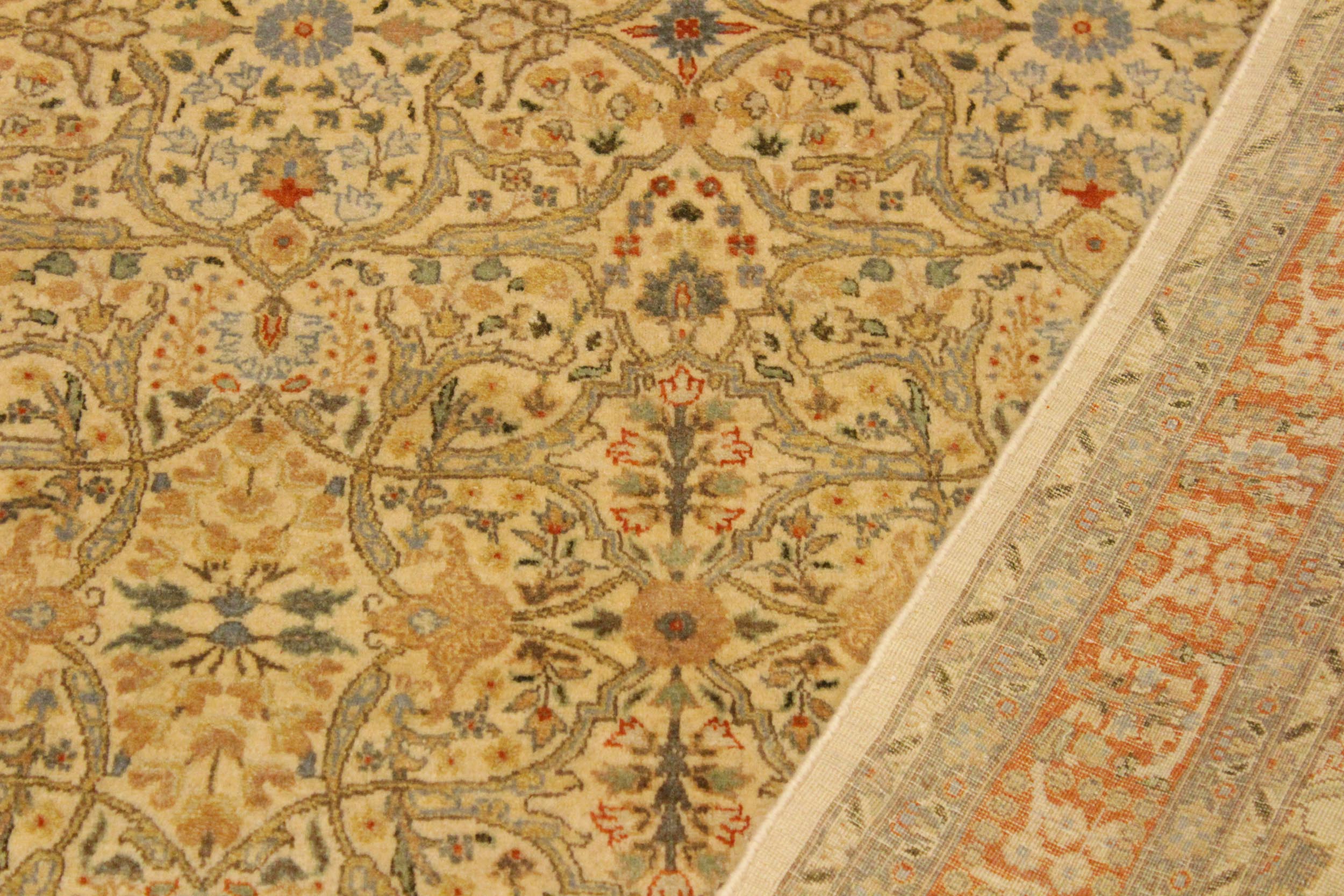 handmade Transitional Tabriz Beige Rust Hand Knotted RECTANGLE 100% WOOL area rug 4 x 6