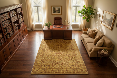 handmade Transitional William Tan Beige Hand Knotted RECTANGLE 100% WOOL area rug 4x6