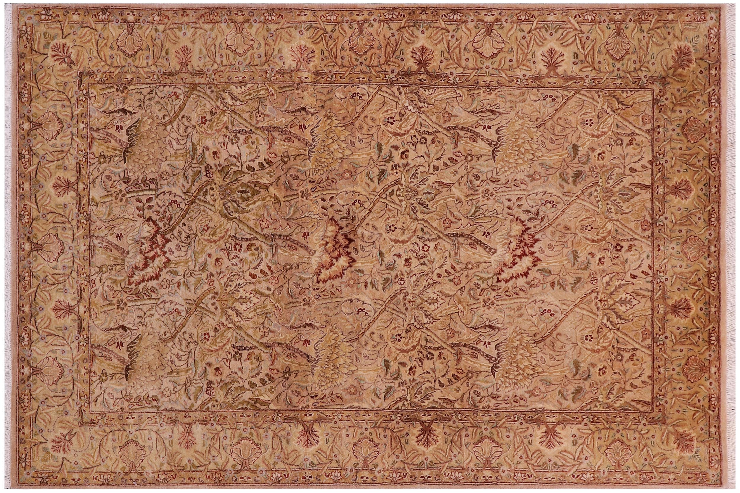 handmade Transitional William Tan Beige Hand Knotted RECTANGLE 100% WOOL area rug 4 x 6