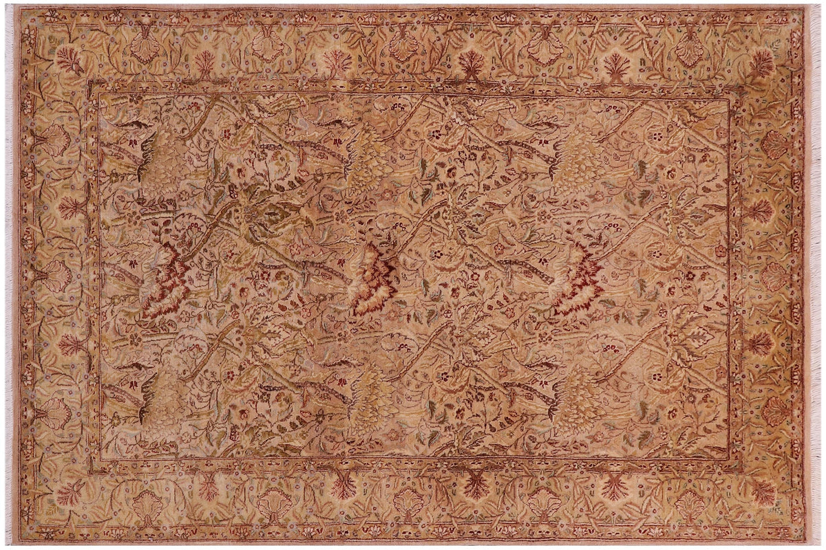 handmade Transitional William Tan Beige Hand Knotted RECTANGLE 100% WOOL area rug 4 x 6