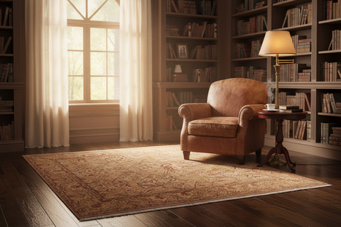 handmade Transitional William Tan Beige Hand Knotted RECTANGLE 100% WOOL area rug 4 x 6