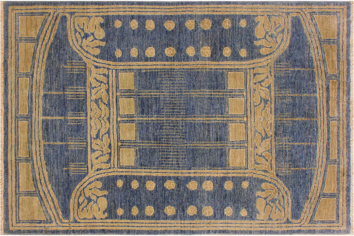 handmade Traditional Kafkaz Lt. Blue Lt. Green Hand Knotted RECTANGLE 100% WOOL area rug 4x6