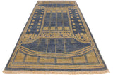 handmade Modern Kafkaz Lt. Blue Lt. Green Hand Knotted RECTANGLE 100% WOOL area rug 4 x 6
