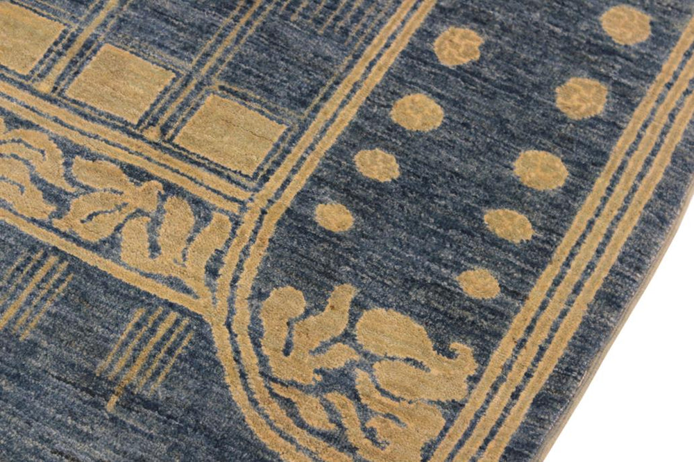 handmade Modern Kafkaz Lt. Blue Lt. Green Hand Knotted RECTANGLE 100% WOOL area rug 4X6