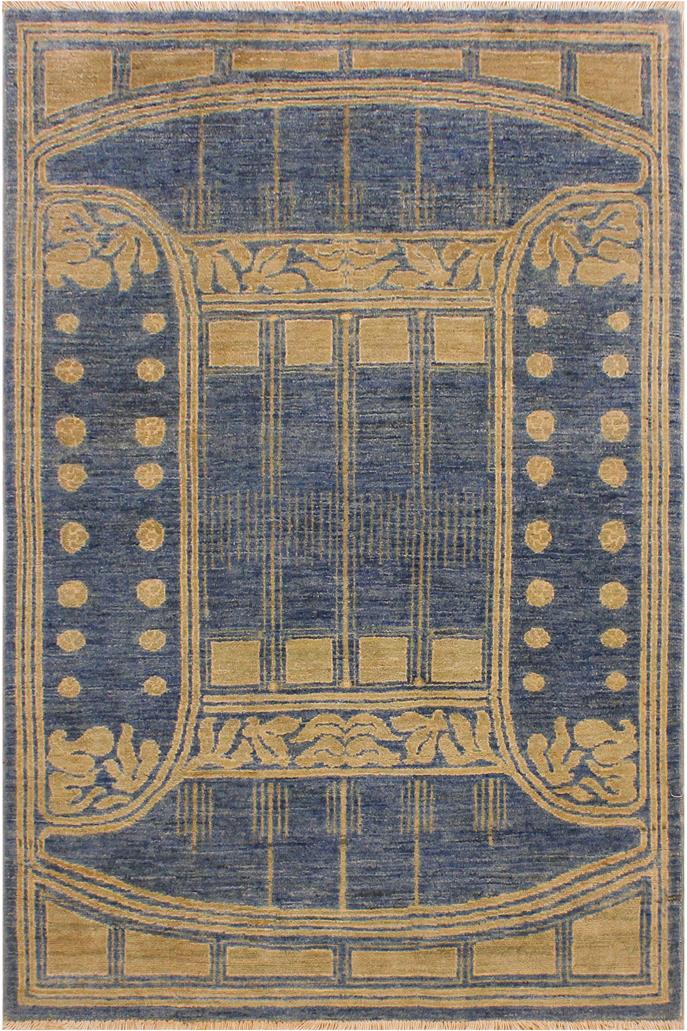 handmade Modern Kafkaz Lt. Blue Lt. Green Hand Knotted RECTANGLE 100% WOOL area rug 4X6
