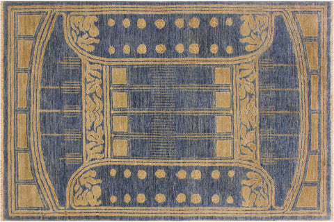 handmade Traditional Kafkaz Lt. Blue Lt. Green Hand Knotted RECTANGLE 100% WOOL area rug 4x6