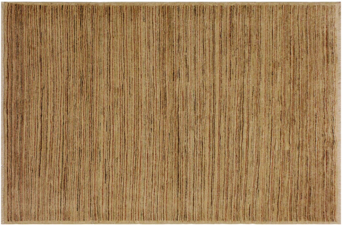 handmade Modern Gabbeh Beige Rust Hand Knotted RECTANGLE 100% WOOL area rug 4' x 6'