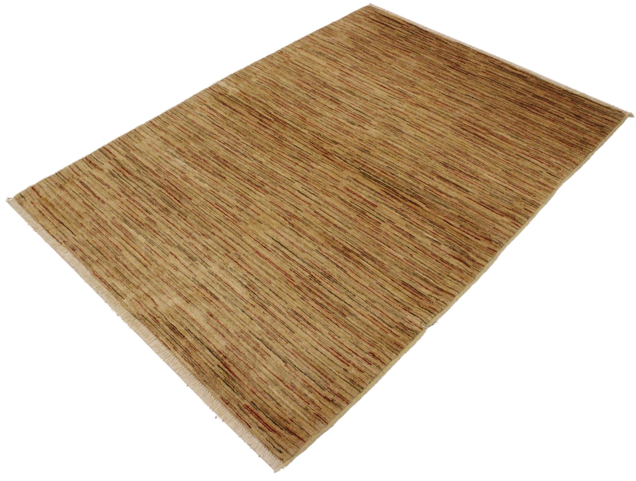handmade Modern Gabbeh Beige Rust Hand Knotted RECTANGLE 100% WOOL area rug 4' x 6'