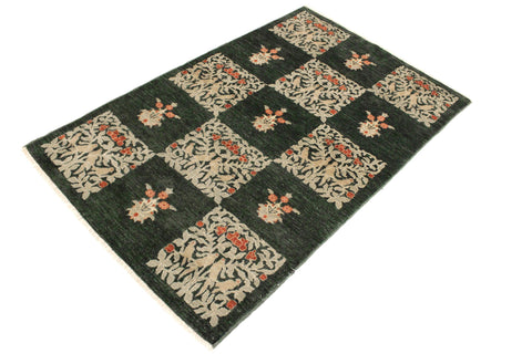 handmade Modern Drake Green Lt. Green Hand Knotted RECTANGLE 100% WOOL area rug 4' x 6'