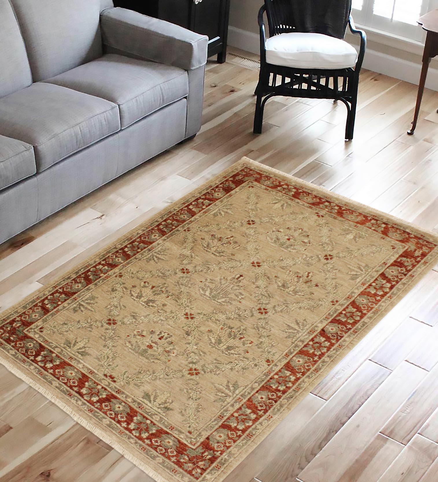 handmade Traditional Kafkaz Tan Rust Hand Knotted RECTANGLE 100% WOOL area rug 4x6