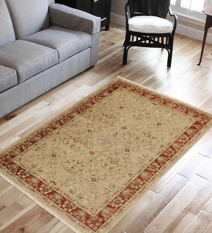 handmade Traditional Kafkaz Tan Rust Hand Knotted RECTANGLE 100% WOOL area rug 4x6
