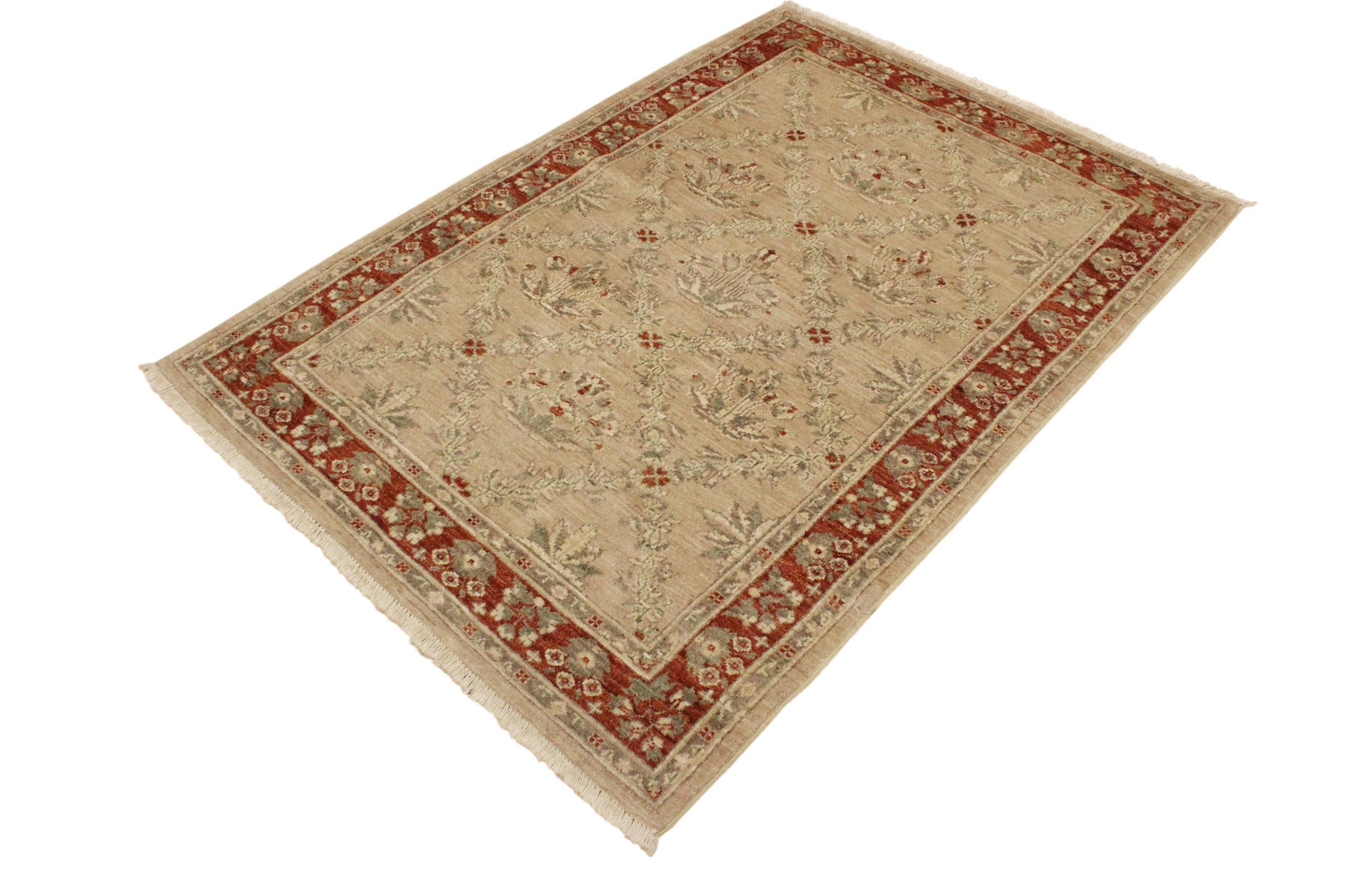 handmade Traditional Kafkaz Tan Rust Hand Knotted RECTANGLE 100% WOOL area rug 4x6