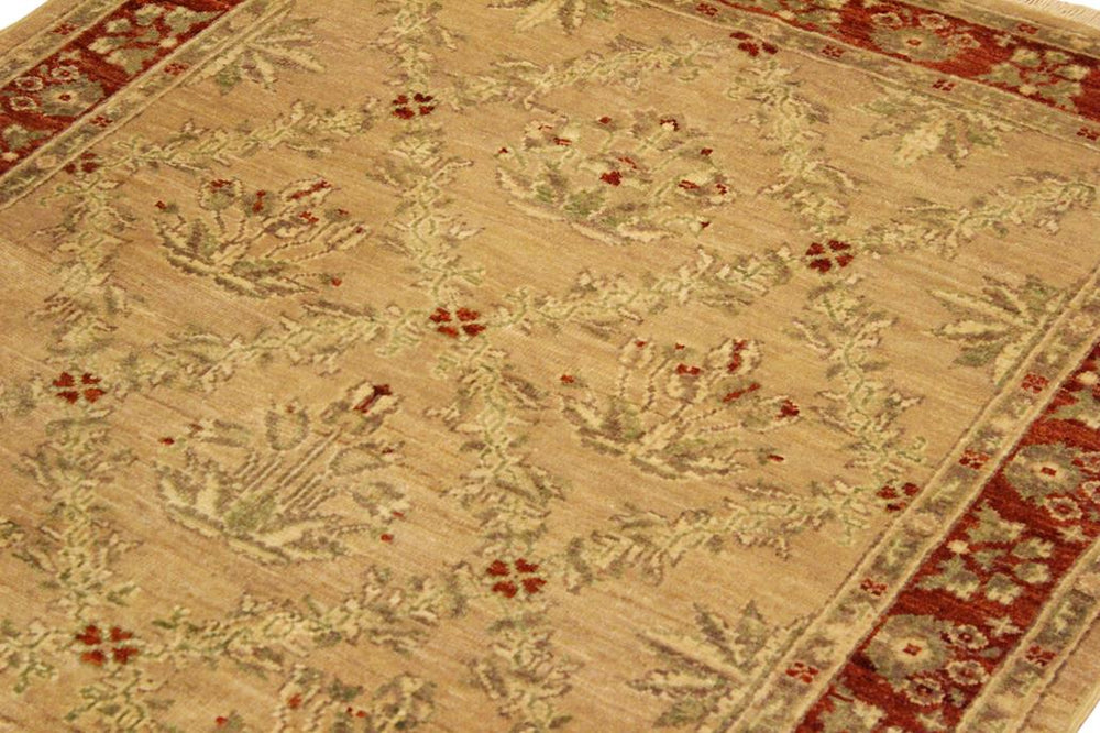 handmade Transitional Kafkaz Tan Rust Hand Knotted RECTANGLE 100% WOOL area rug 4X6