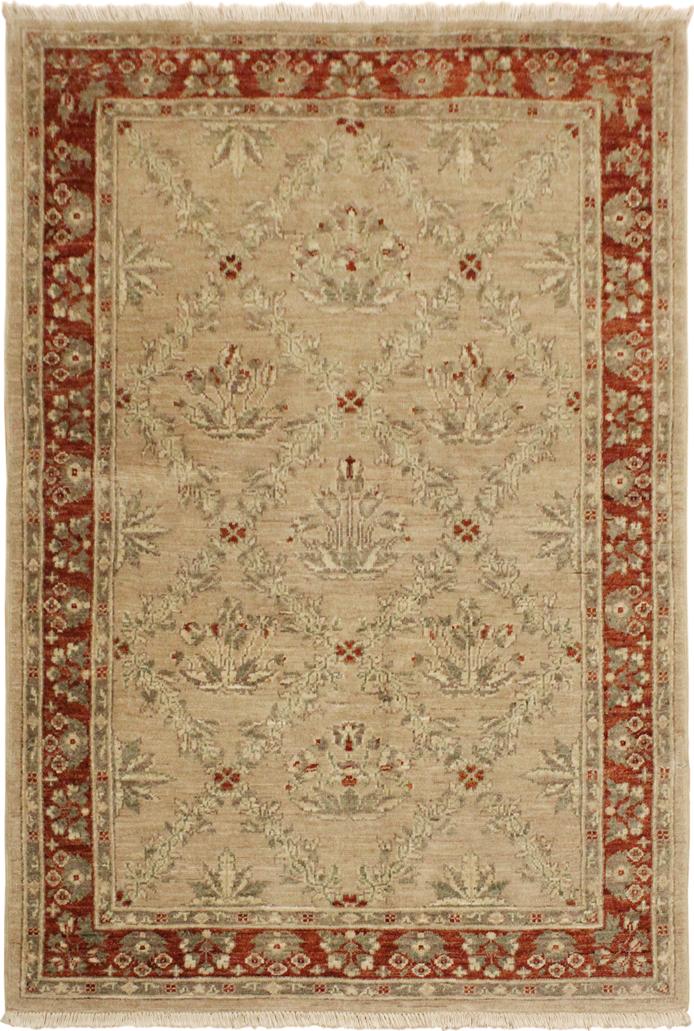 handmade Transitional Kafkaz Tan Rust Hand Knotted RECTANGLE 100% WOOL area rug 4X6