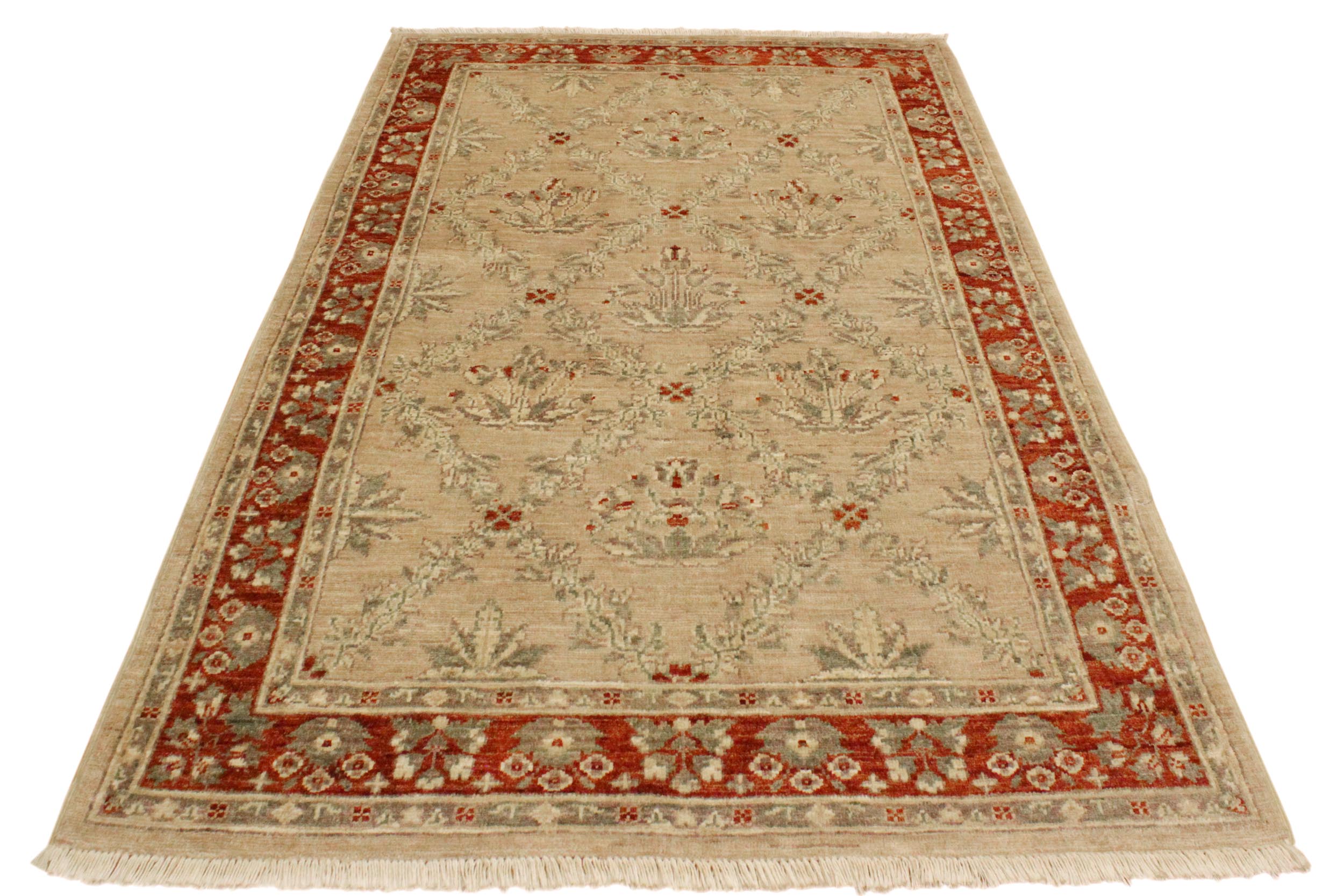 handmade Traditional Kafkaz Tan Rust Hand Knotted RECTANGLE 100% WOOL area rug 4x6