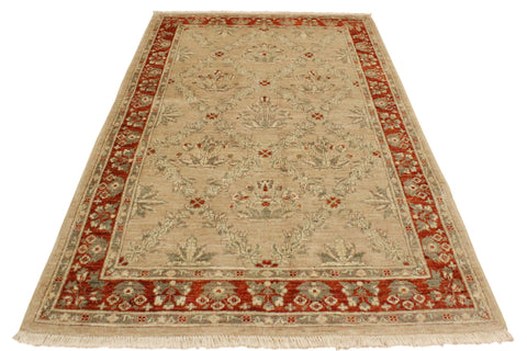 handmade Traditional Kafkaz Tan Rust Hand Knotted RECTANGLE 100% WOOL area rug 4x6