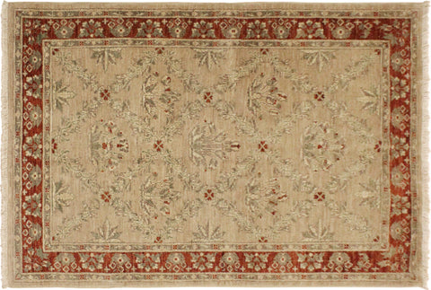 handmade Traditional Kafkaz Tan Rust Hand Knotted RECTANGLE 100% WOOL area rug 4x6