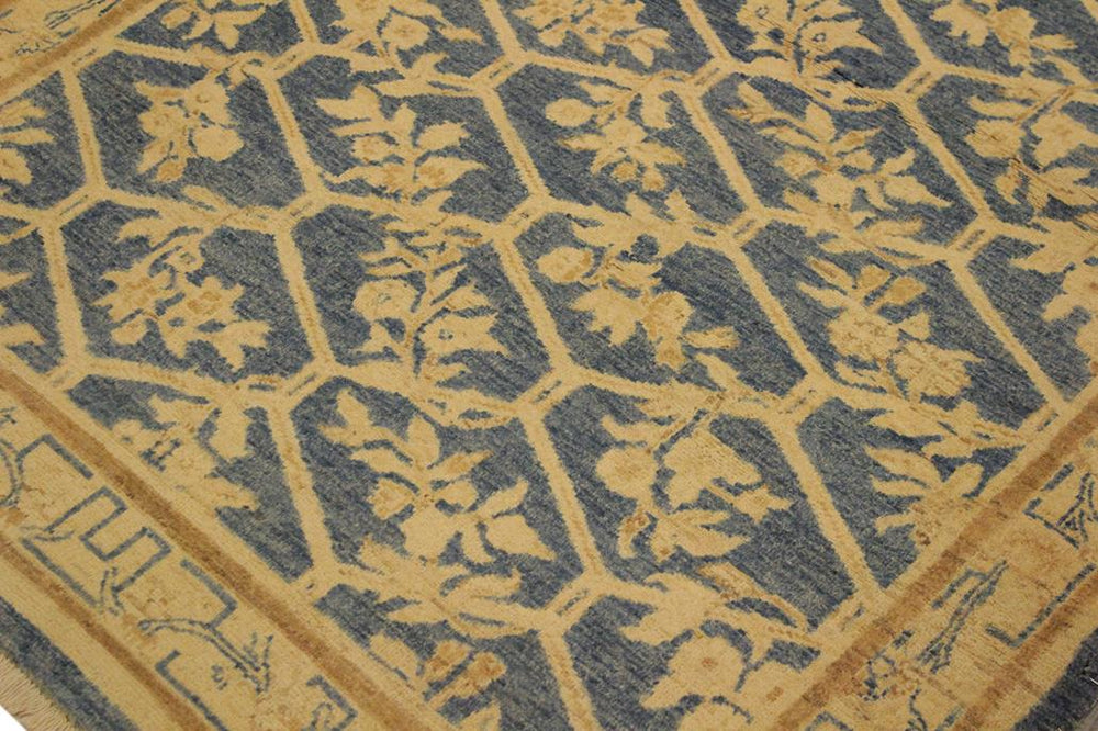 handmade Transitional Kafkaz Lt. Blue Tan Hand Knotted RECTANGLE 100% WOOL area rug 4X6