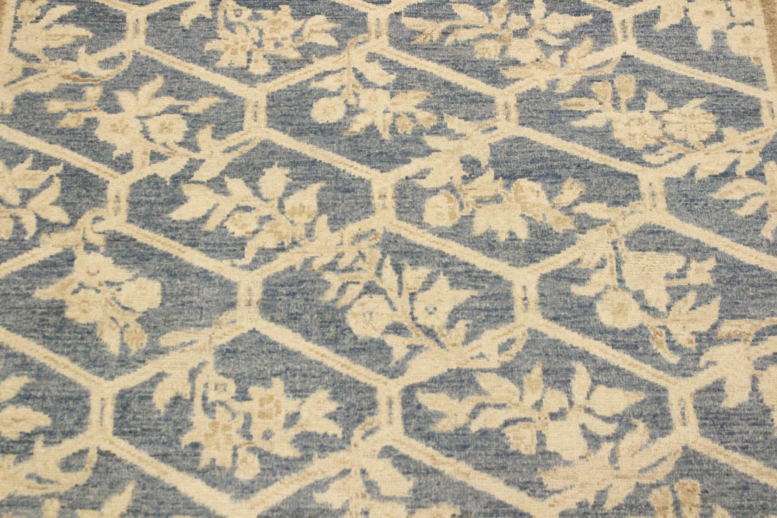 handmade Transitional Kafkaz Lt. Blue Tan Hand Knotted RECTANGLE 100% WOOL area rug 4' x 6'