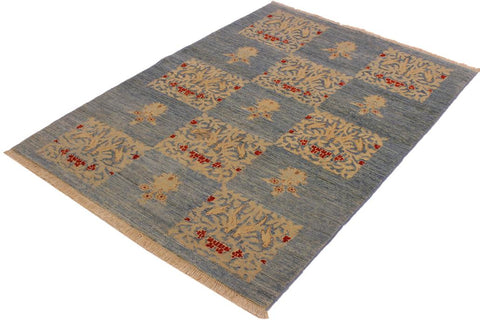 handmade Transitional Kafkaz Lt. Blue Lt. Blue Hand Knotted RECTANGLE 100% WOOL area rug 4X6