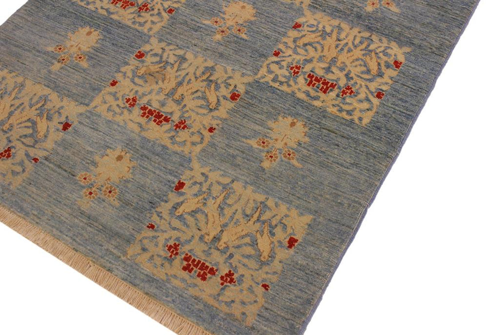 handmade Transitional Kafkaz Lt. Blue Lt. Blue Hand Knotted RECTANGLE 100% WOOL area rug 4X6