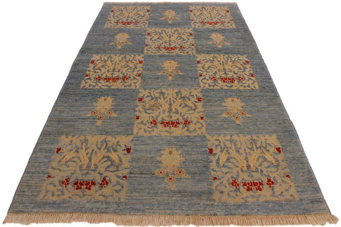 handmade Transitional Kafkaz Lt. Blue Lt. Blue Hand Knotted RECTANGLE 100% WOOL area rug 4X6