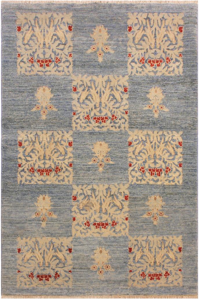 handmade Transitional Kafkaz Lt. Blue Lt. Blue Hand Knotted RECTANGLE 100% WOOL area rug 4X6