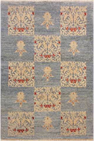 handmade Transitional Kafkaz Lt. Blue Lt. Blue Hand Knotted RECTANGLE 100% WOOL area rug 4X6