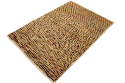 handmade Modern Gabbeh Beige Rust Hand Knotted RECTANGLE 100% WOOL area rug 4' x 6'