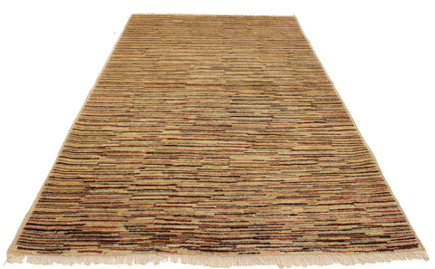 handmade Modern Gabbeh Beige Rust Hand Knotted RECTANGLE 100% WOOL area rug 4' x 6'