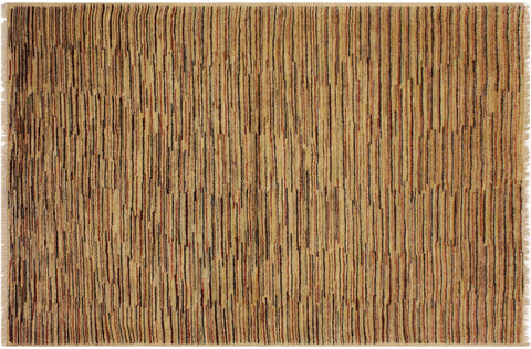 handmade Modern Gabbeh Beige Rust Hand Knotted RECTANGLE 100% WOOL area rug 4' x 6'