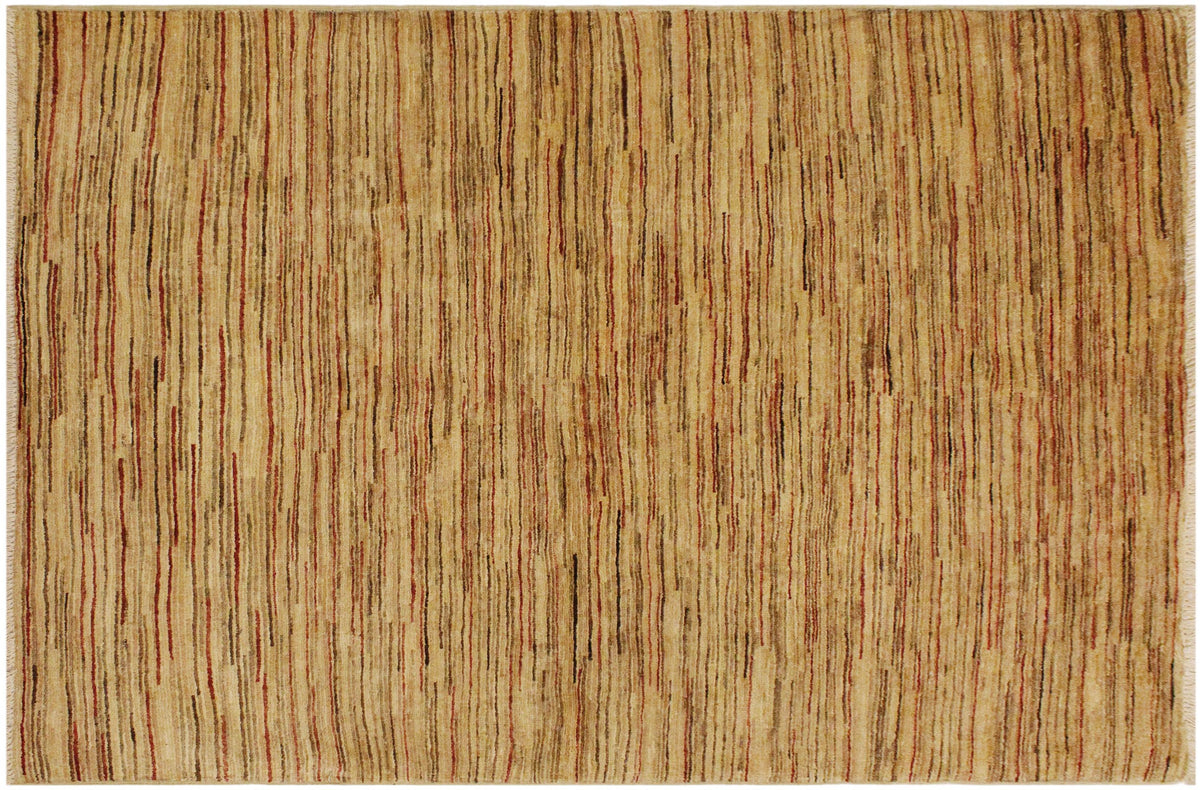 handmade Modern Gabbeh Beige Brown Hand Knotted RECTANGLE 100% WOOL area rug 4' x 5'