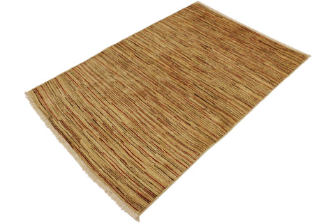 handmade Modern Gabbeh Beige Brown Hand Knotted RECTANGLE 100% WOOL area rug 4' x 5'