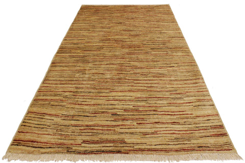 handmade Modern Gabbeh Beige Brown Hand Knotted RECTANGLE 100% WOOL area rug 4' x 5'