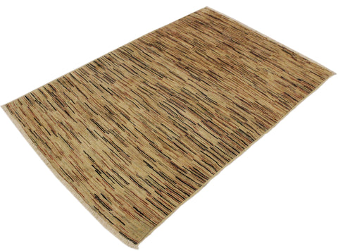 handmade Modern Gabbeh Beige Black Hand Knotted RECTANGLE 100% WOOL area rug 4' x 6'
