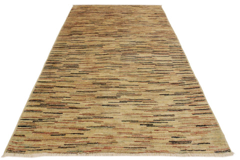 handmade Modern Gabbeh Beige Black Hand Knotted RECTANGLE 100% WOOL area rug 4' x 6'