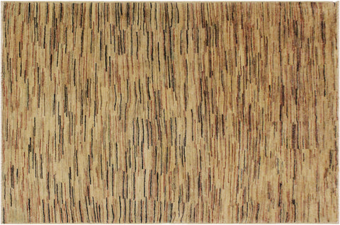 handmade Modern Gabbeh Beige Black Hand Knotted RECTANGLE 100% WOOL area rug 4' x 6'