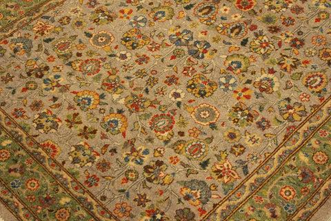 handmade Traditional Design Lt. Gray Lt. Green Hand Knotted RECTANGLE 100% WOOL area rug 4' x 6'
