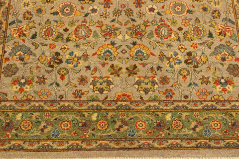 handmade Traditional Design Lt. Gray Lt. Green Hand Knotted RECTANGLE 100% WOOL area rug 4' x 6'