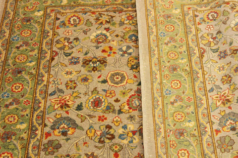 handmade Traditional Design Lt. Gray Lt. Green Hand Knotted RECTANGLE 100% WOOL area rug 4' x 6'
