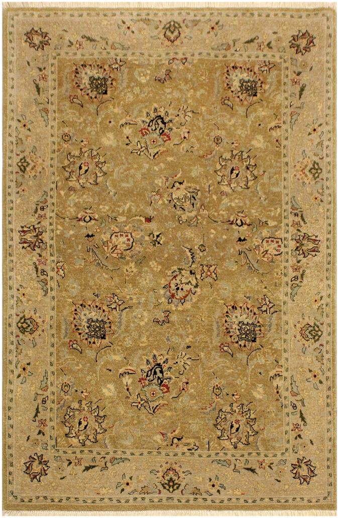 handmade Traditional Design Gold Gray Hand Knotted RECTANGLE 100% WOOL area rug 4'X6'