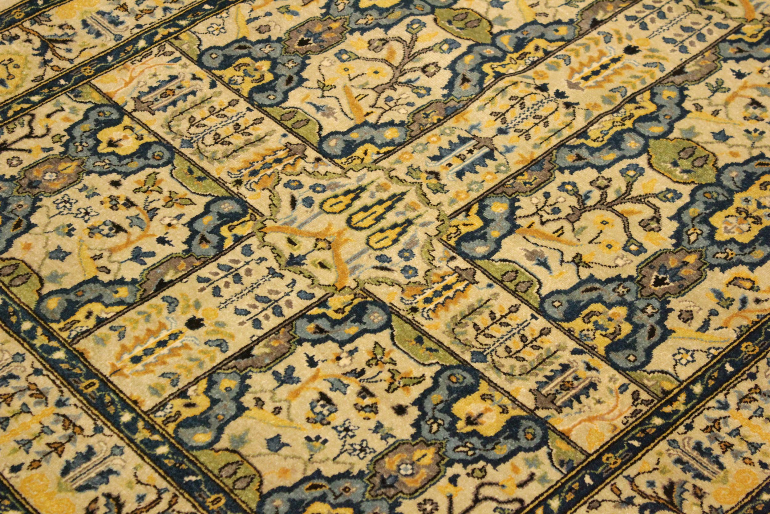 handmade Transitional Design Ivory Teal Hand Knotted RECTANGLE 100% WOOL area rug 4' x 6'