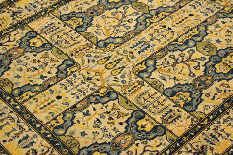 handmade Transitional Design Ivory Teal Hand Knotted RECTANGLE 100% WOOL area rug 4' x 6'