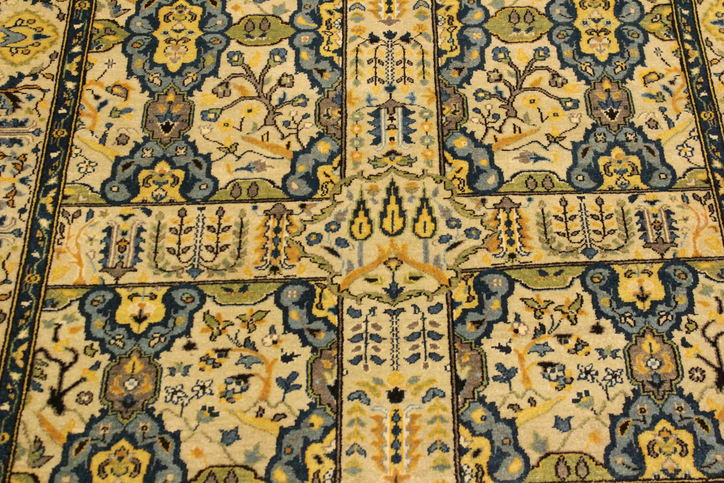 handmade Transitional Design Ivory Teal Hand Knotted RECTANGLE 100% WOOL area rug 4' x 6'