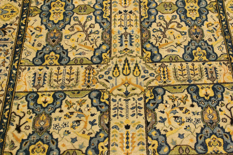 handmade Transitional Design Ivory Teal Hand Knotted RECTANGLE 100% WOOL area rug 4' x 6'