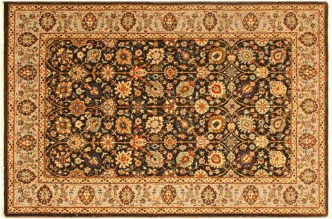 handmade Traditional Design Brown Lt. Tan Hand Knotted RECTANGLE 100% WOOL area rug 4' x 6'