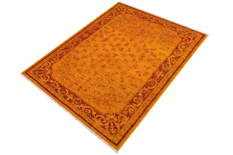 handmade Over Dyed Over Dyed Gold Red Hand Knotted RECTANGLE 100% WOOL area rug 4' x 6'